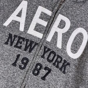 Vintage Aeropostale Gray Sherpa Lined Full Zip Hoodie Sweatshirt Mens XL Y2K